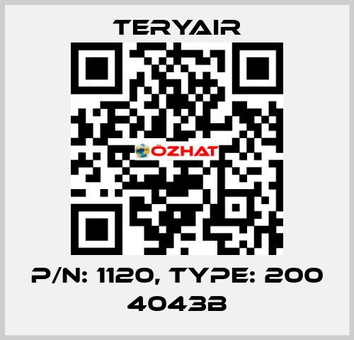 P/N: 1120, Type: 200 4043B TERYAIR