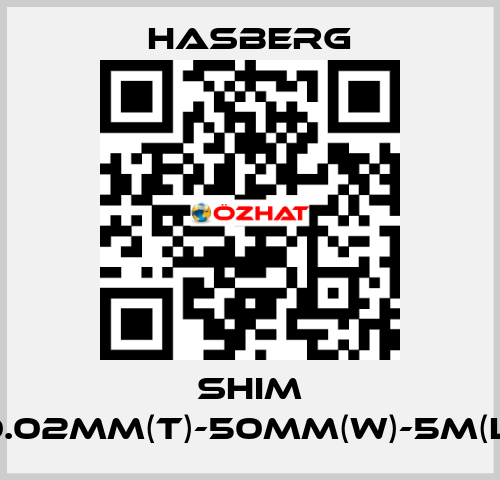 SHIM 0.02MM(T)-50MM(W)-5M(L) Hasberg