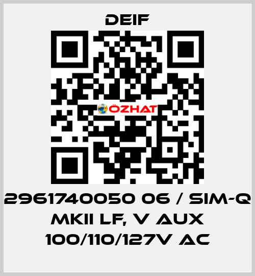 2961740050 06 / SIM-Q MKII LF, V aux 100/110/127V AC Deif