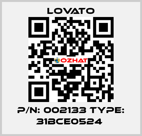 P/N: 002133 Type: 31BCE0524  Lovato