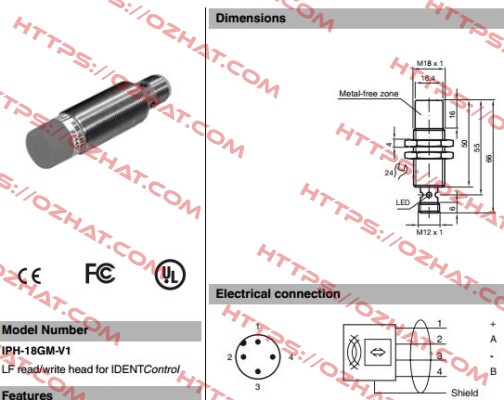 p/n: 121115, Type: IPH-18GM-V1 Pepperl-Fuchs