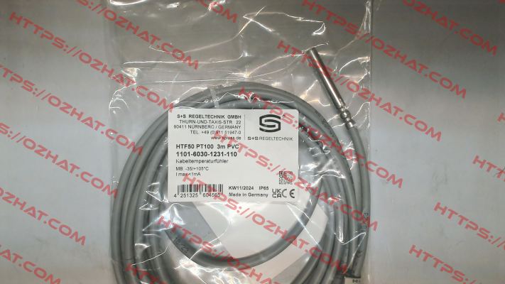 1101-6030-1231-110 / THERMASGARD® HTF50 Pt100 PVC 3M S+S REGELTECHNIK