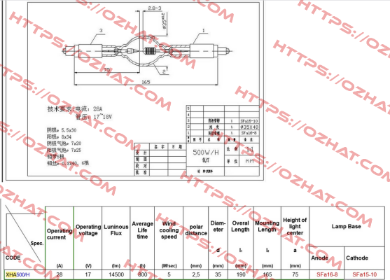 XHA 500W/H Osram