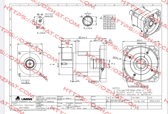 S/N: M418914005 / MODEL: SB-180 LIMING  MACHINERY CO.