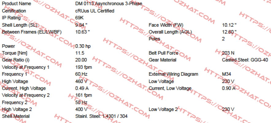 MI-DM0113 DM1133-AAC03E0U8FDJ-257mm Interroll