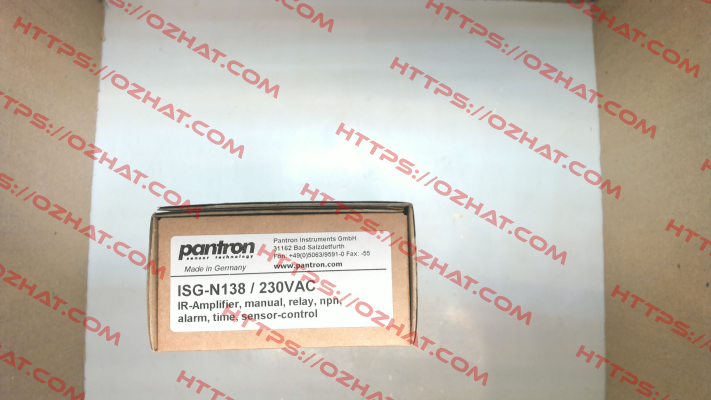 p/n: 9ISG201, Type: ISG-N138/230VAC Pantron