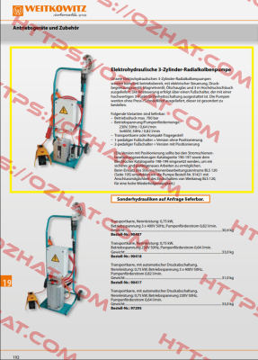 90413/E-Hydraulik auf Transportkarre, 230V, 50Hz, 0,64l/min WEITKOWITZ