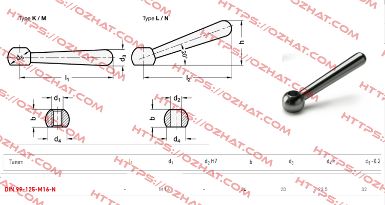 DIN 99-125-M16-N Elesa Ganter