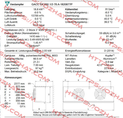 GACC RX 050.1/2-70.A-1820877P  Guntner