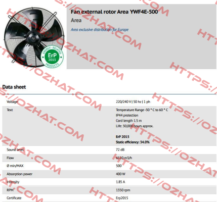 YWF4E-500 (VENT-RE-AXIAL-ASP-D500-4P-1PH AREA   ERP2015)  Weiguang