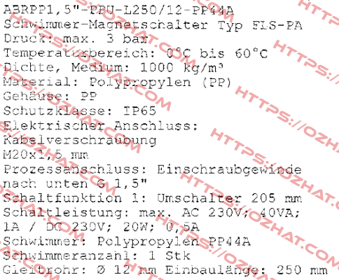 ABRPP1, 5"-PPU-L250/12-PP44A  Kübler