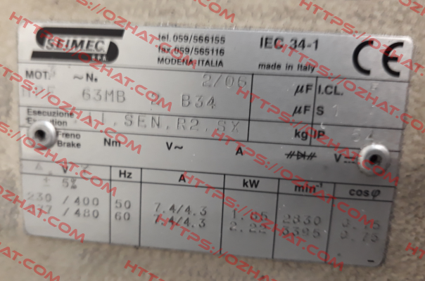 HPE 63MB 2 B34 - OEM  Seimec (Rossi)