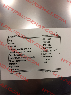 P/N: 1005-9730-00, Type:  GE DN 0500 mm Brilex