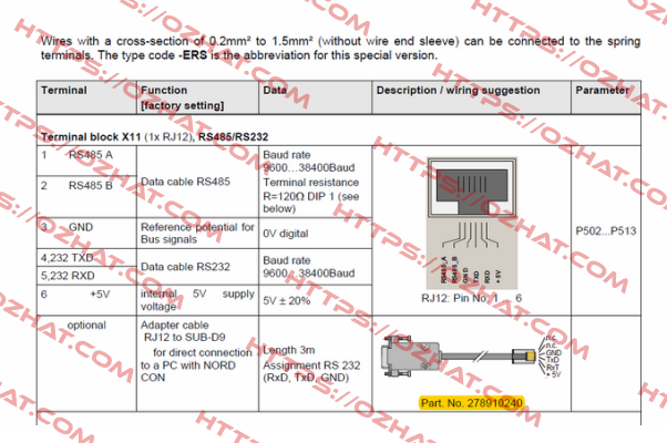 RJ12/SUB-D SO RS232  Nord