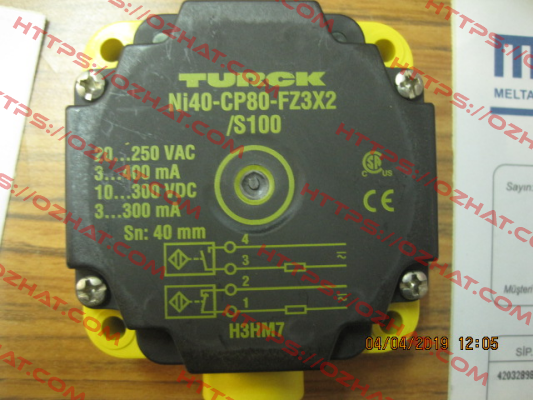 p/n: 13443, Type: NI40-CP80-FZ3X2/S100 Turck