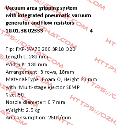 Typ: FXP-SW70 280 3R18 O20 Schmalz