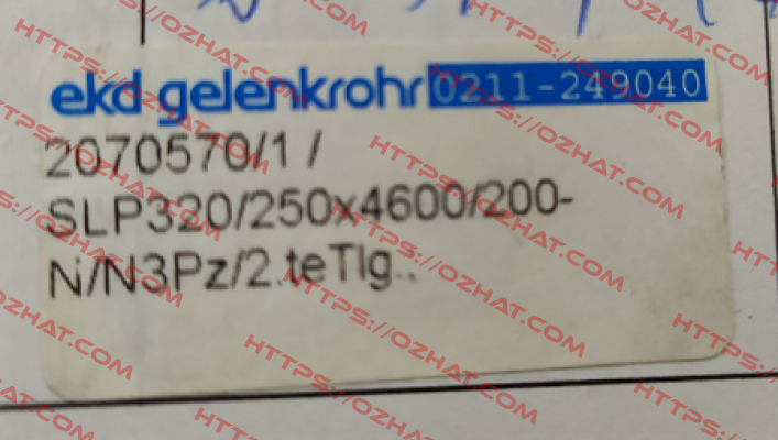 SLP 320 /250 x 4600 / 200-N/N 3Pz/2.te Tlg. Ekd Gelenkrohr