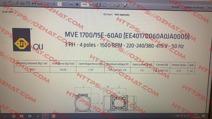 MVE 1700/15E-60A0 Oli