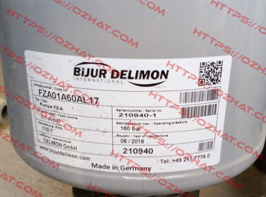 FZA01B60AL17 Bijur Delimon