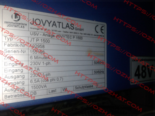 USV JOVYTEC P 1500-6 JOVYATLAS