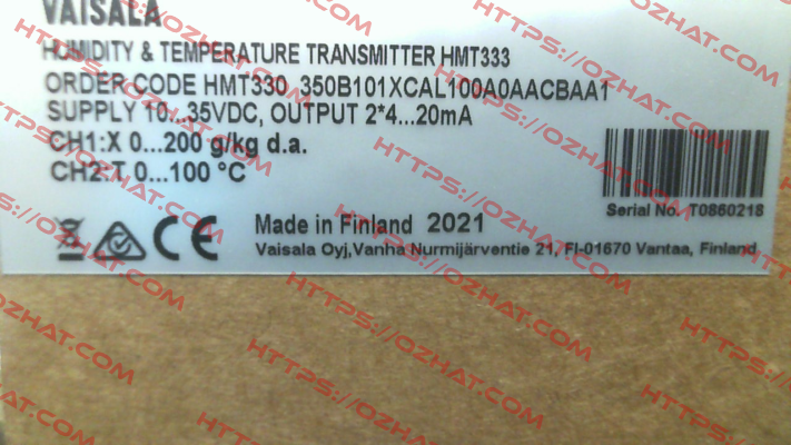 HMT330 350B101XCAL100A0AACBAA1 Vaisala