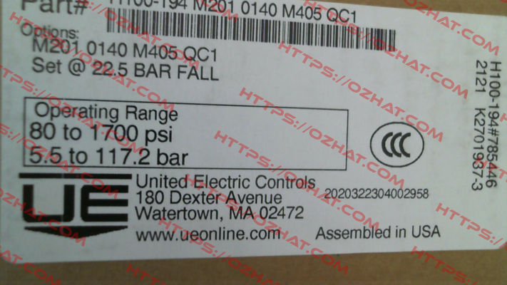 H100-194-0140-M201-M405-QC1 United Electric