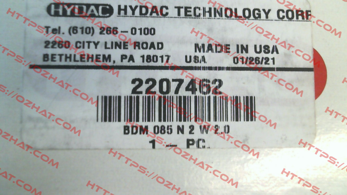 2207462 BDM 85 N 2 W 2.0 Hydac