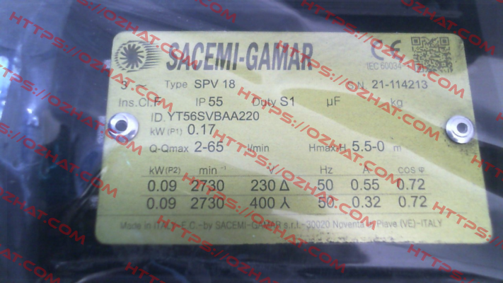 SPV18/220 (YT56SVBAA2205-1) Sacemi