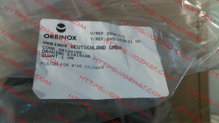 Plunger for pneumatic cylinder type C160 Orbinox