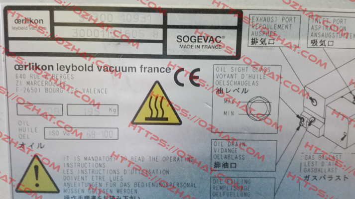 960702 / SOGEVAC SV 300 B Leybold