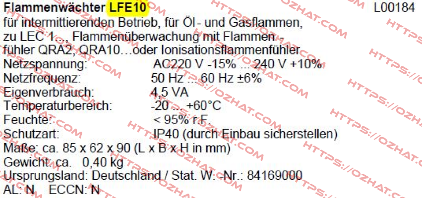 LFE10 (L00184) Siemens (Landis Gyr)