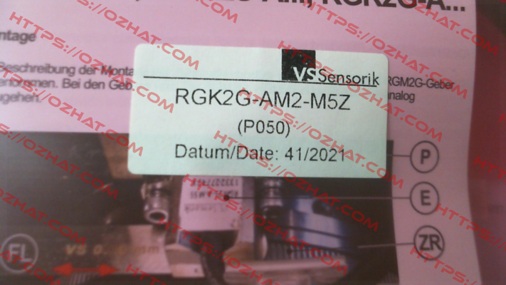 00-20-000192, Type: RGK2G-AM2-M5Z/P050 VS Sensorik