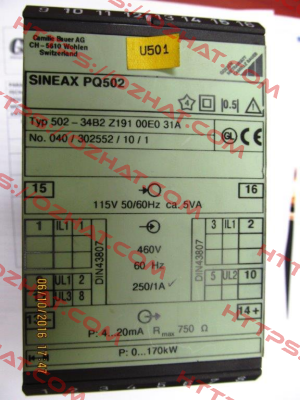 SINEAX 502-34B2Z19100E031A obsolete, replaced by Sineax P 530  Gossen Metrawatt