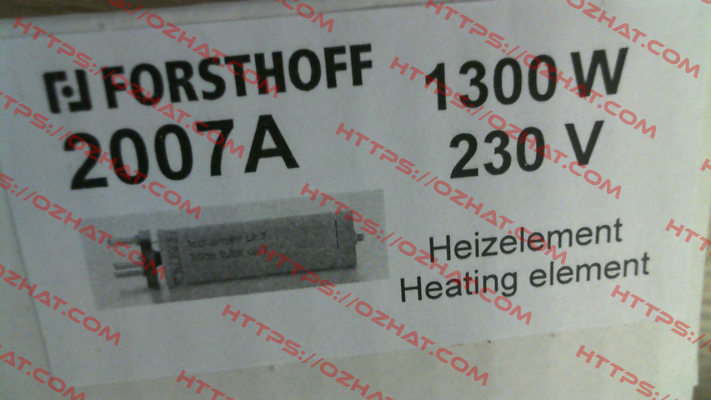 2007A / Heating element 1300 W 230 V type K Forsthoff