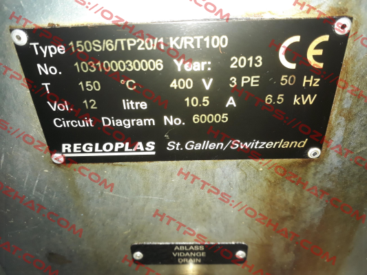 150S/6KW/TP20/1K/RT100 Regloplas