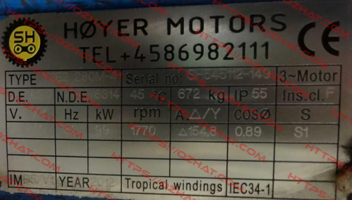 Y2E2 280M-4 Serial No:sh545112-149 Hoyer Motors