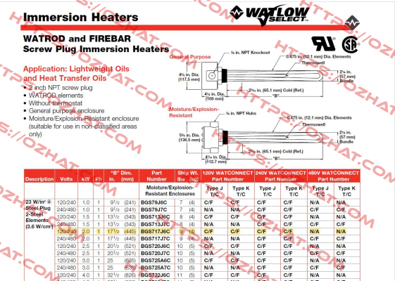 BGS717J6C Watlow